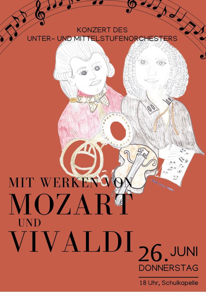 Konzert Plakat Mozart und Vivaldi rot